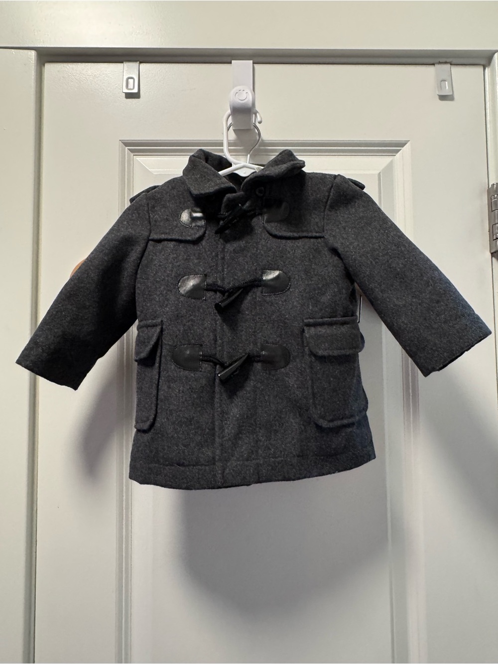 Koala Kids Charcoal Gray Toggle Pea Coat 6-9 months-like new, detachable hood!